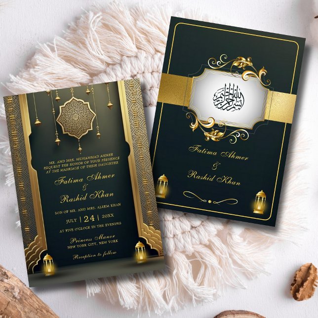 Royal och Rustic Guld Elegance Luxury Muslim Bröll Inbjudningar (Skapare uppladdad)