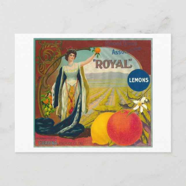 Royal Orange LabelCorona, CA Vykort (Framsida)