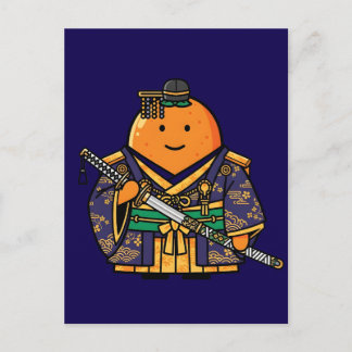 Royal Orange Samurai Officer Japanese Kimono Vykort