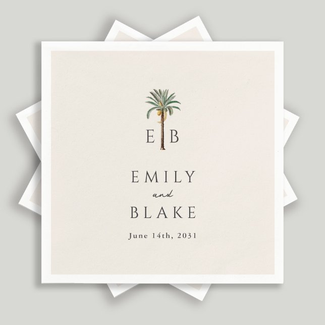 Royal Palm Logo Elegant Tropical Monogram Wedding Pappersservett (Skapare uppladdad)