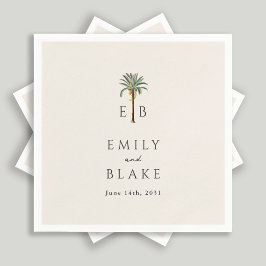 Royal Palm Logotyp Elegant Tropisk Monogram Bröllo Pappersservett