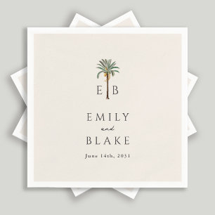 Royal Palm Logotyp Elegant Tropisk Monogram Bröllo Pappersservett
