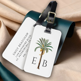Royal Palm Logotyp Klassisk Tropisk Monogram Bagagebricka