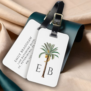 Royal Palm Logotyp Klassisk Tropisk Monogram Bagagebricka