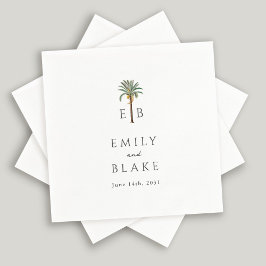 Royal Palm Tropical Classic Monogram Wedding Pappersservett