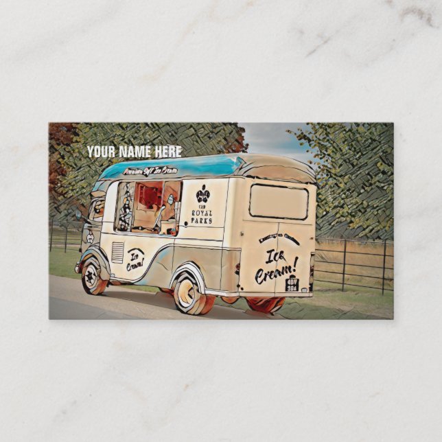 Royal Parker Vintage Ice Cream Lastbil Visitkort (Framsida)