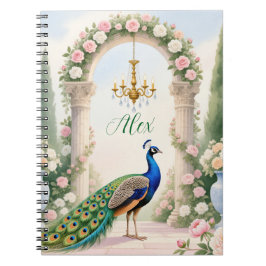 "Royal Peacock Garden" Personalized Spiral Noteboo Anteckningsbok