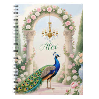 "Royal Peacock Garden" Personalized Spiral Noteboo Anteckningsbok