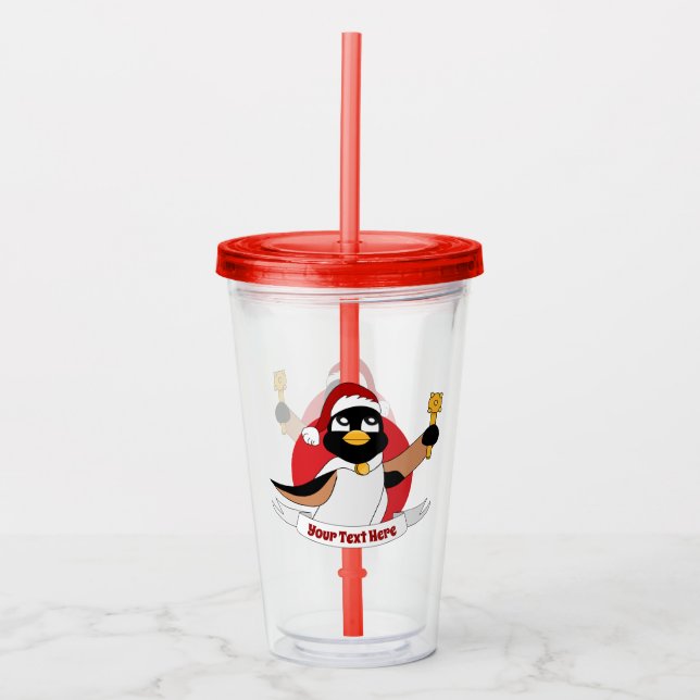 Royal penguin jul tecknad Akryltumbler Take Away Mugg (Framsida)