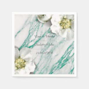 Royal Personlig Blommigt Marble Tiffany White Pappersservett