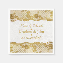 Royal Personlig Golden White Snöre Bröllop Pappersservett