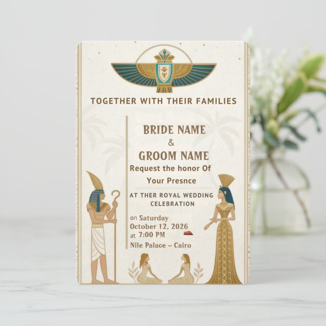 Royal Pharaonic Wedding Invitations  Inbjudningar (Stående Fram)