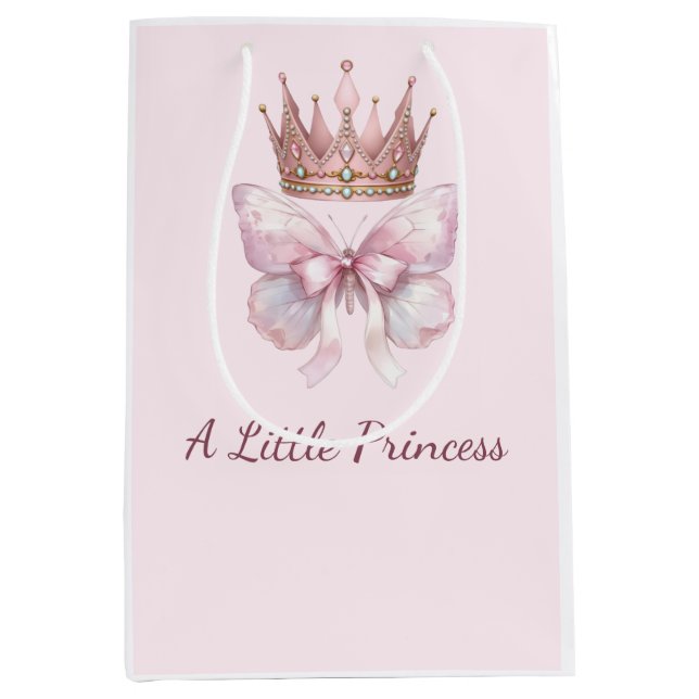 Royal Pink Princess Krona & Fjäril Presentpåse (Framsidan)