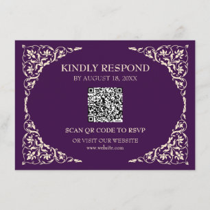 Royal Plum QR RSVP-kort Tilläggskort