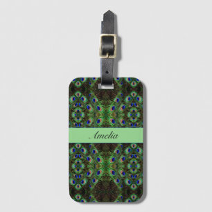 Royal Plumage - Luxe Peacock Feather Mönster Bagagebricka