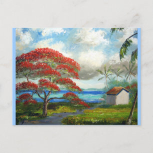 Royal Poinciana & Handflatan Träd Vykort