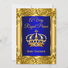 Royal Prince Baby Shower Royal blue guld Inbjudningar