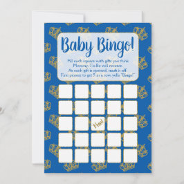 Royal Prince Bingo Baby Shower Game Blue Inbjudningar