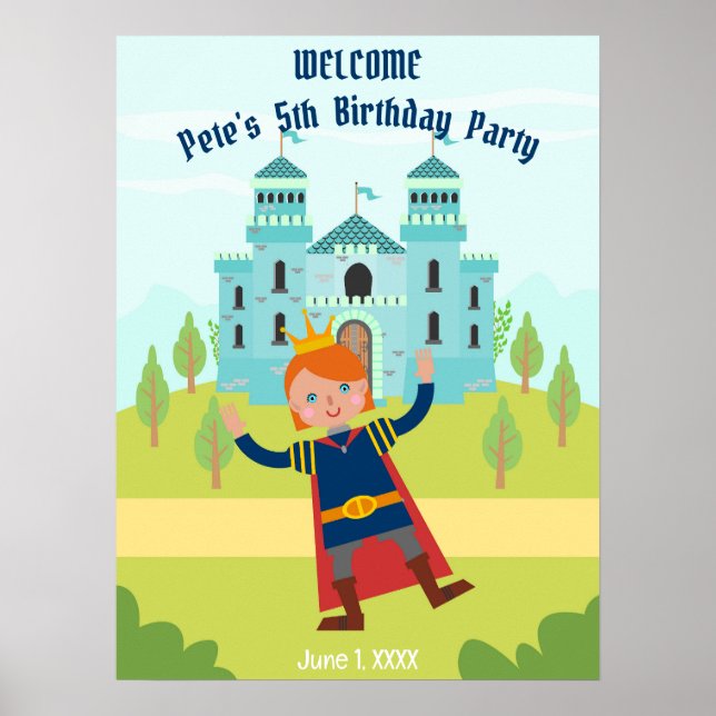 Royal Prince Boy Födelsedagsfest Poster (Framsidan)