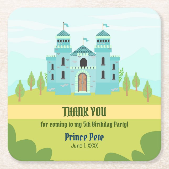 Royal Prince Boy Födelsedagsfest Underlägg Papper Kvadrat (Framsidan)