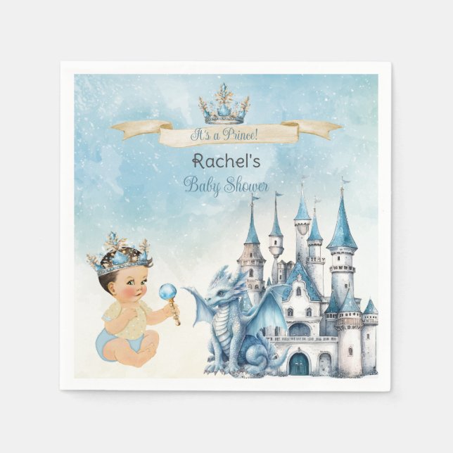 Royal Prince Castle Dragon Krona Blue Guld Boy Pappersservett (Framsidan)