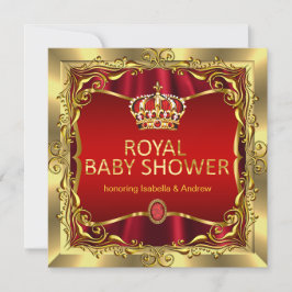 Royal Prince eller Princess Baby Shower Red Guld Inbjudningar
