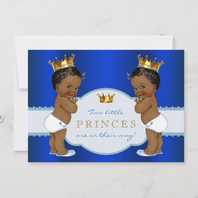 Royal Prince Twin African American Baby Shower Inbjudningar (Framsida)