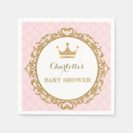 Royal Princess Baby Shower Pappersservett Guld Ros
