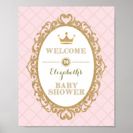 Royal Princess Baby Shower Välkommen Rosa Guld Poster