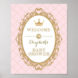 Royal Princess Baby Shower Välkommen Rosa Guld Poster