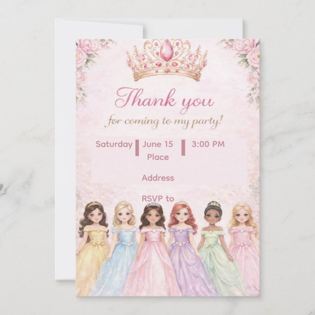 Royal Princess Birthday Invitations Inbjudningar (Framsida)