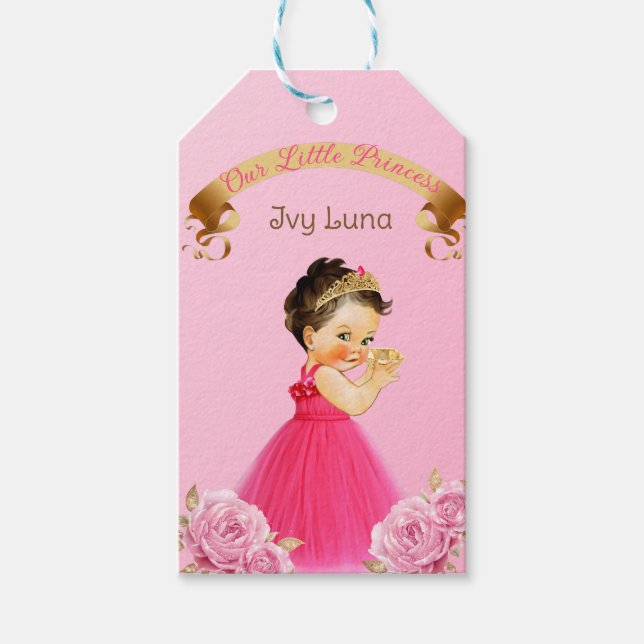 Royal Princess Castle Carriage Rosa Guld Girl Presentetikett (Framsidan)