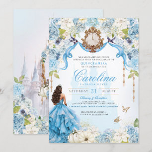 Royal Princess Cinderella Quinceañera Light Blue Inbjudningar