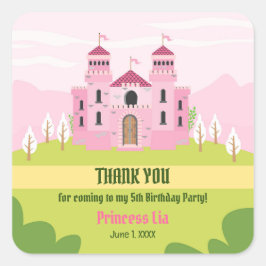 Royal Princess Girl Födelsedagsfest Fyrkantigt Klistermärke