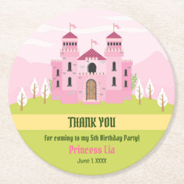 Royal Princess Girl Födelsedagsfest Underlägg Papper Rund