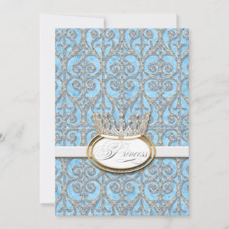 Royal Princess Krona Blue Girl Birth Notice Meddelande