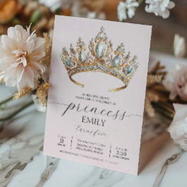 Royal Princess Krona Girl Födelsedagsfest Inbjudningar