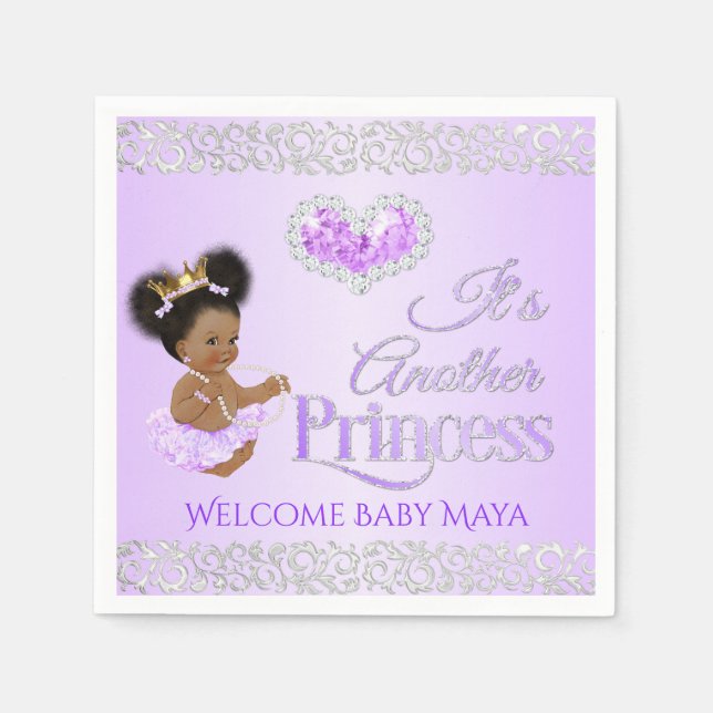 Royal Princess Lavender & Silver Diamond Heart Pappersservett (Framsidan)