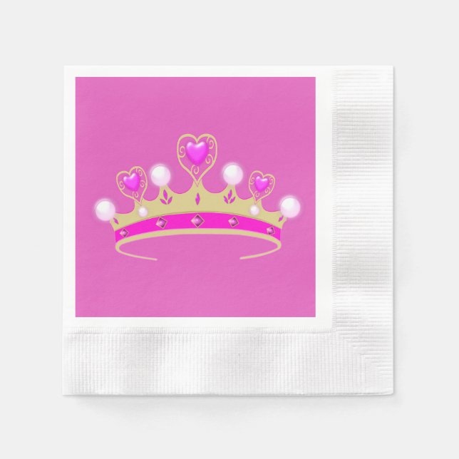 Royal Princess Queen Krona Coronet Party Rosa Guld Pappersservett (Framsidan)