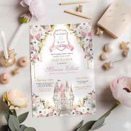 Royal Princess  Rosa Luxury Baby Shower Inbjudningar
