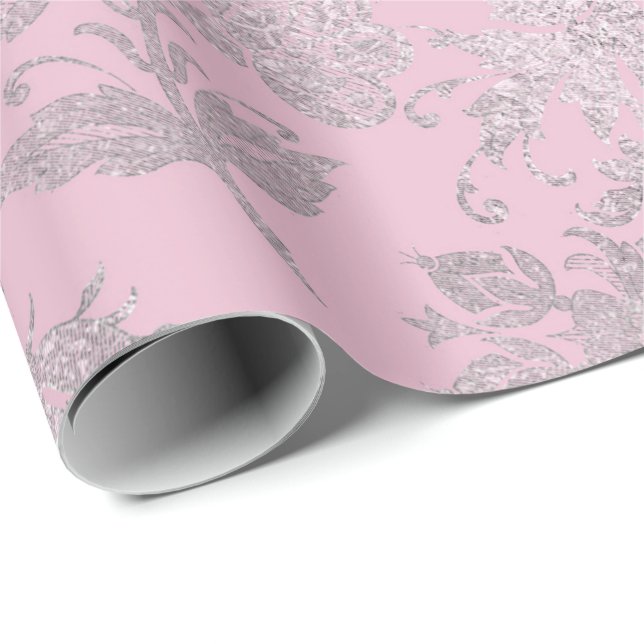 Royal Princess Rosa Silver Ro Shiny Presentpapper (Rullad Hörn)