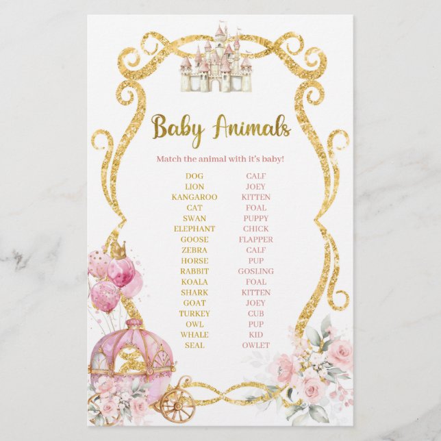 Royal Princess Rosa Vagn Baby Djur Spel (Framsida)