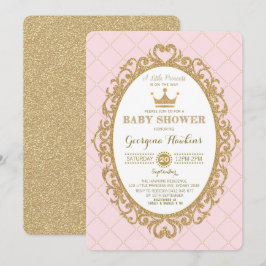 Royal Prinsessan Krona Rosa Guld Baby Shower Inbju Inbjudningar