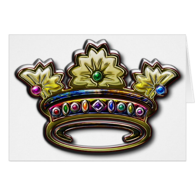 Royal prydd med ädelsten krona hälsningskort (Framsidan Horizontal)