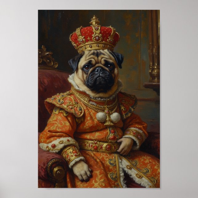 Royal Pug Portrait Poster (Framsidan)