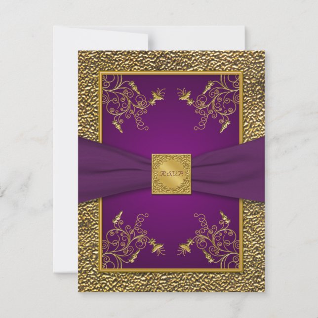 Royal Purple and Gold RSVP-kort OSA Kort (Framsida)
