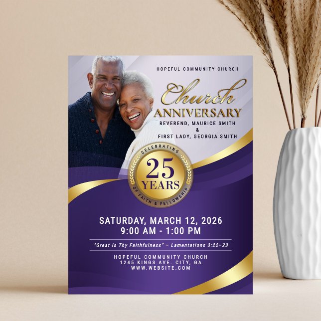 Royal Purple & Gold Church Anniversary Flyer (Skapare uppladdad)