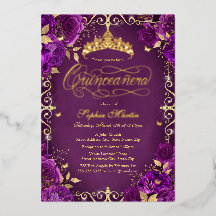 Royal Purple Guld Fjäril Ros Quinceanera