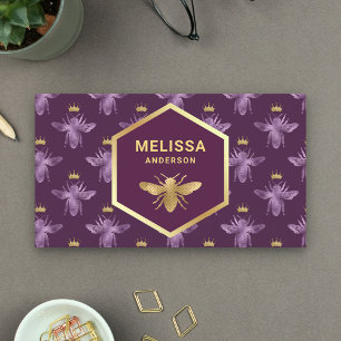 Royal Purple och Guld Drottning Bee Biskop Visitkort