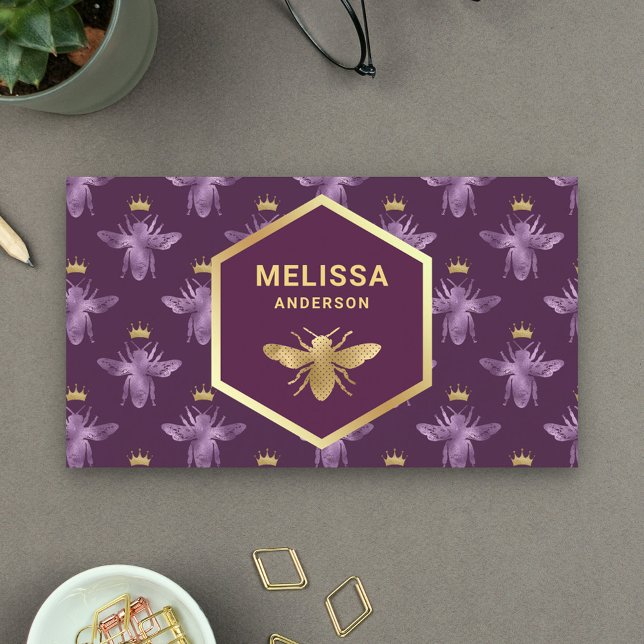 Royal Purple och Guld Drottning Bee Biskop Visitkort (Skapare uppladdad)
